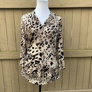 Vince Camuto Animal Print Long Sleeve Top …